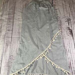 Lovely Melody Blue and White Striped Dress with Tassel Trim-Unsized